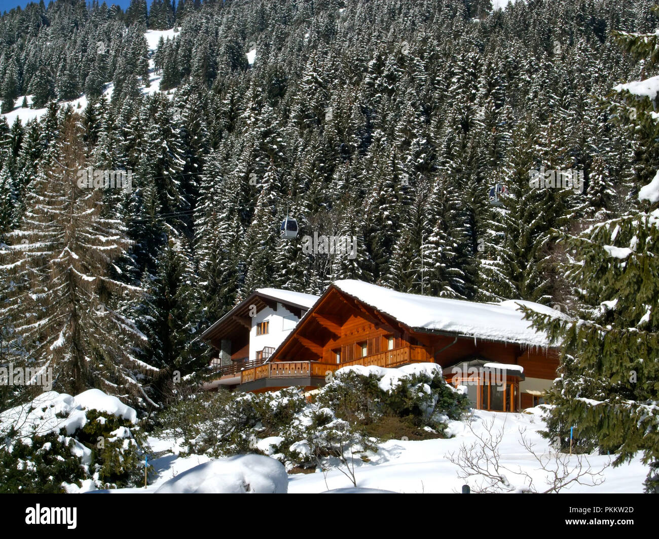 Wooden cottage in Swiss Alps Stock Photo Alamy