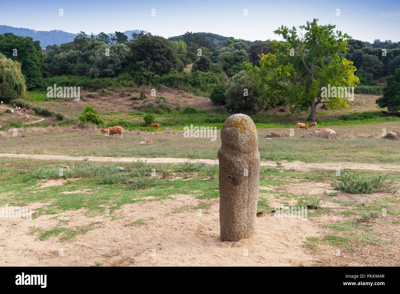 Prehistoric stone monument Menhir of Filitosa. It is a megalithic site in southern Corsica, France Stock Photo