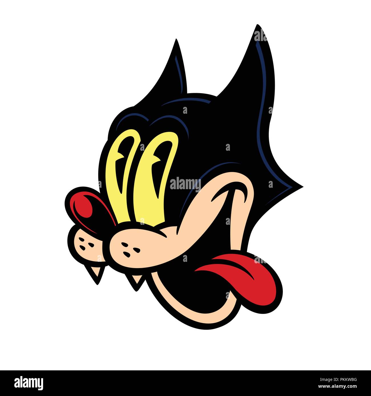 Vintage Toons: 30s style vintage cartoon character crazy cat smiling with tongue out Stock Vector