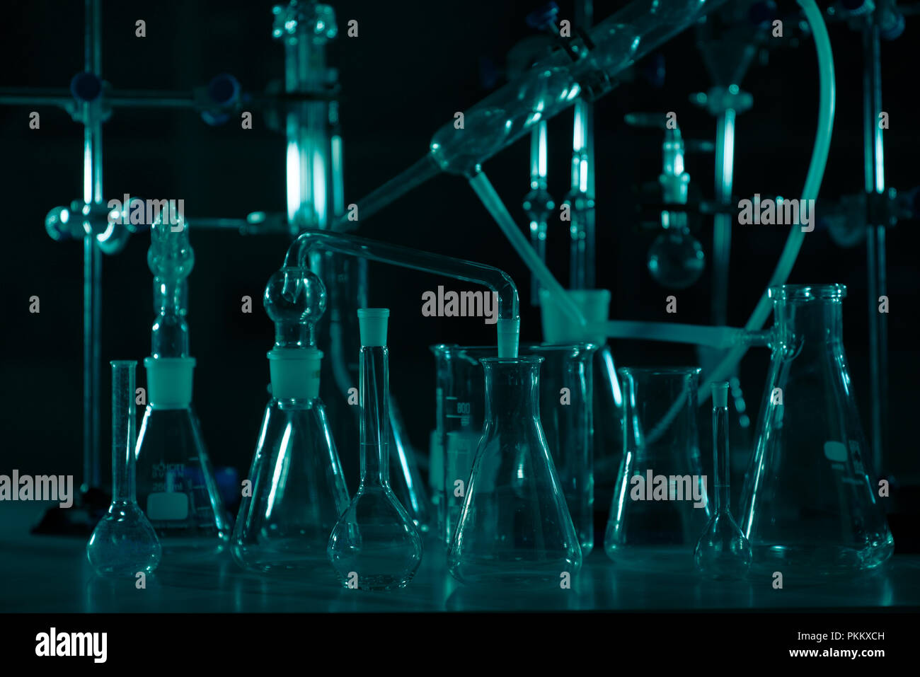 Chemical ware on a black background Stock Photo