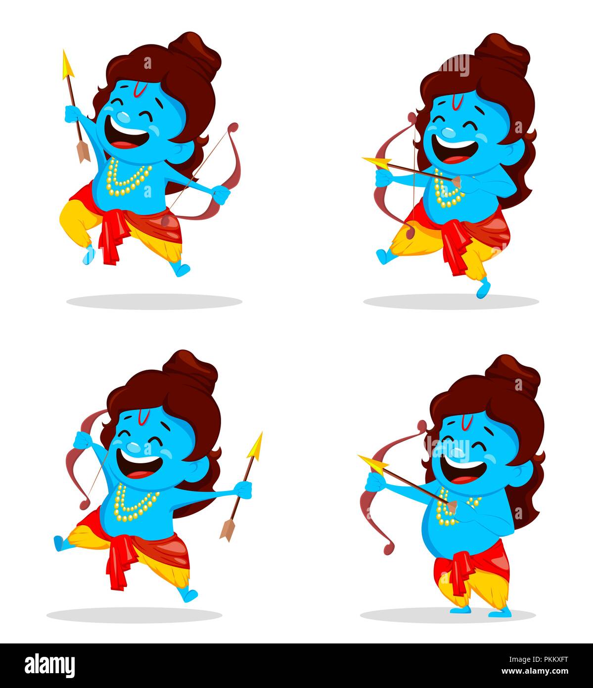 Lord Rama with bow and arrow, set of four poses. Funny cartoon character  for Navratri festival of India. Vector illustration Stock Vector Image &  Art - Alamy