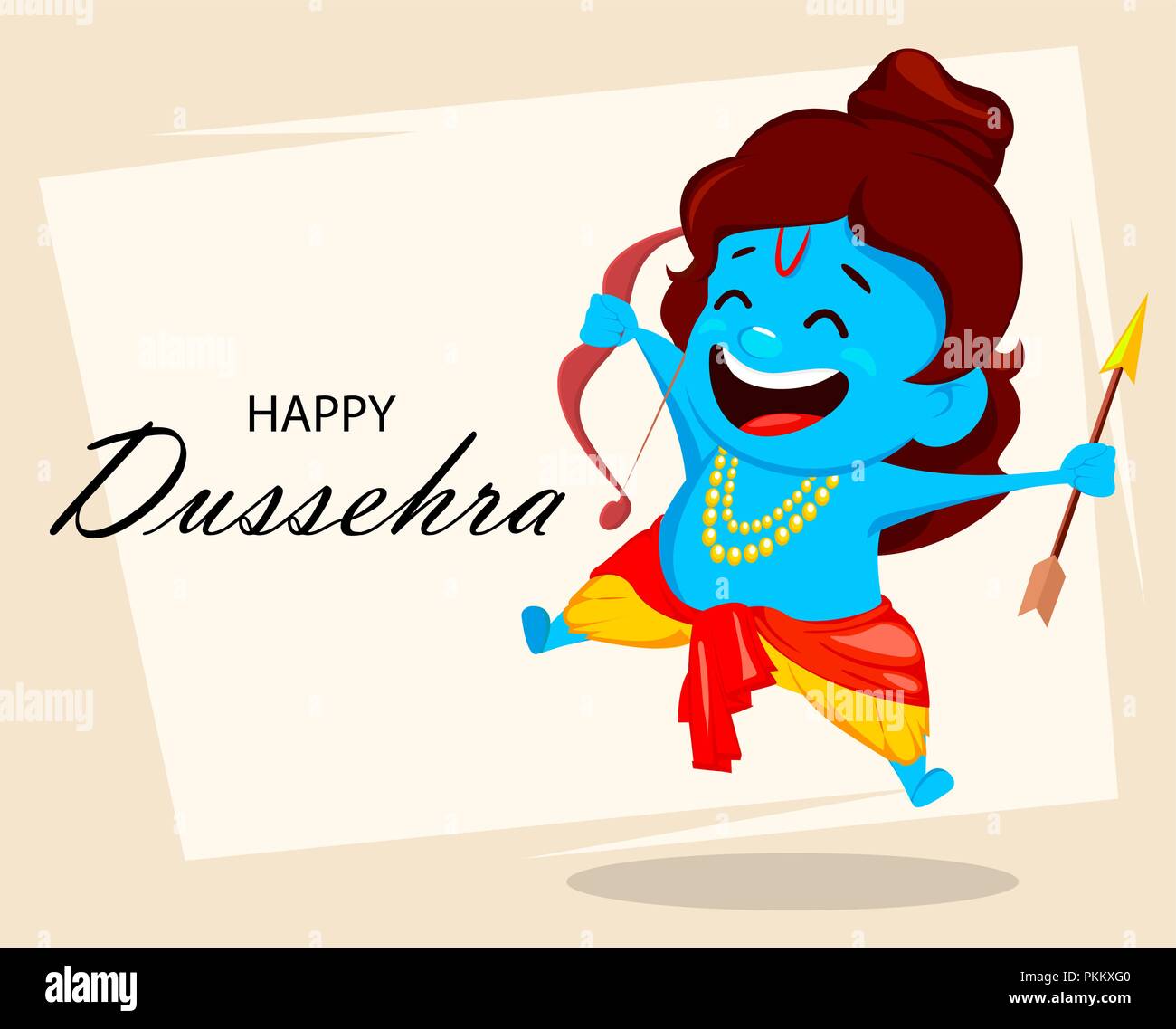 Lord Rama jumping with bow and arrow. Funny cartoon character for ...