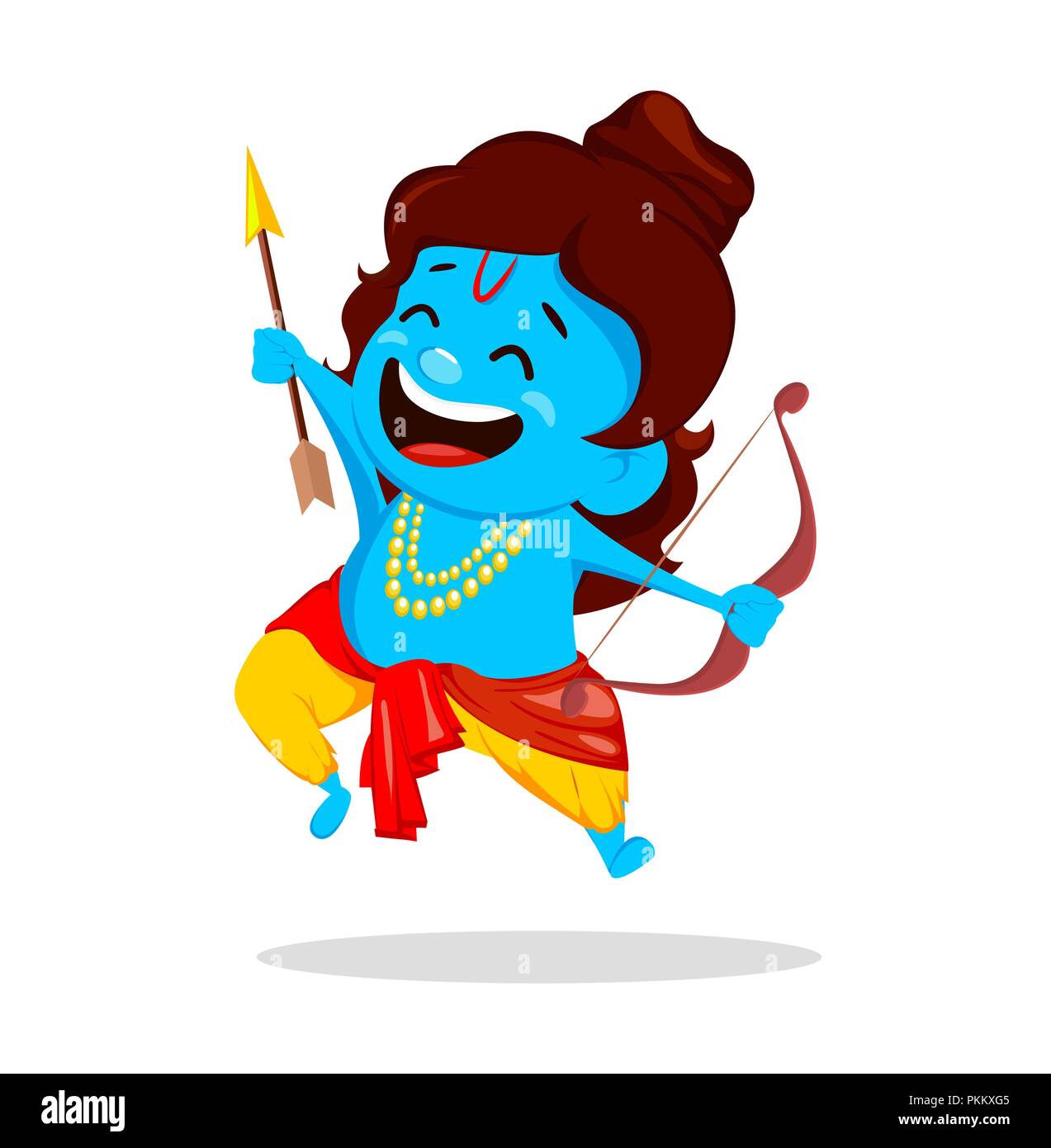 Lord Rama jumping with bow and arrow. Funny cartoon character for Navratri  festival of India. Vector illustration on white background Stock Vector  Image & Art - Alamy