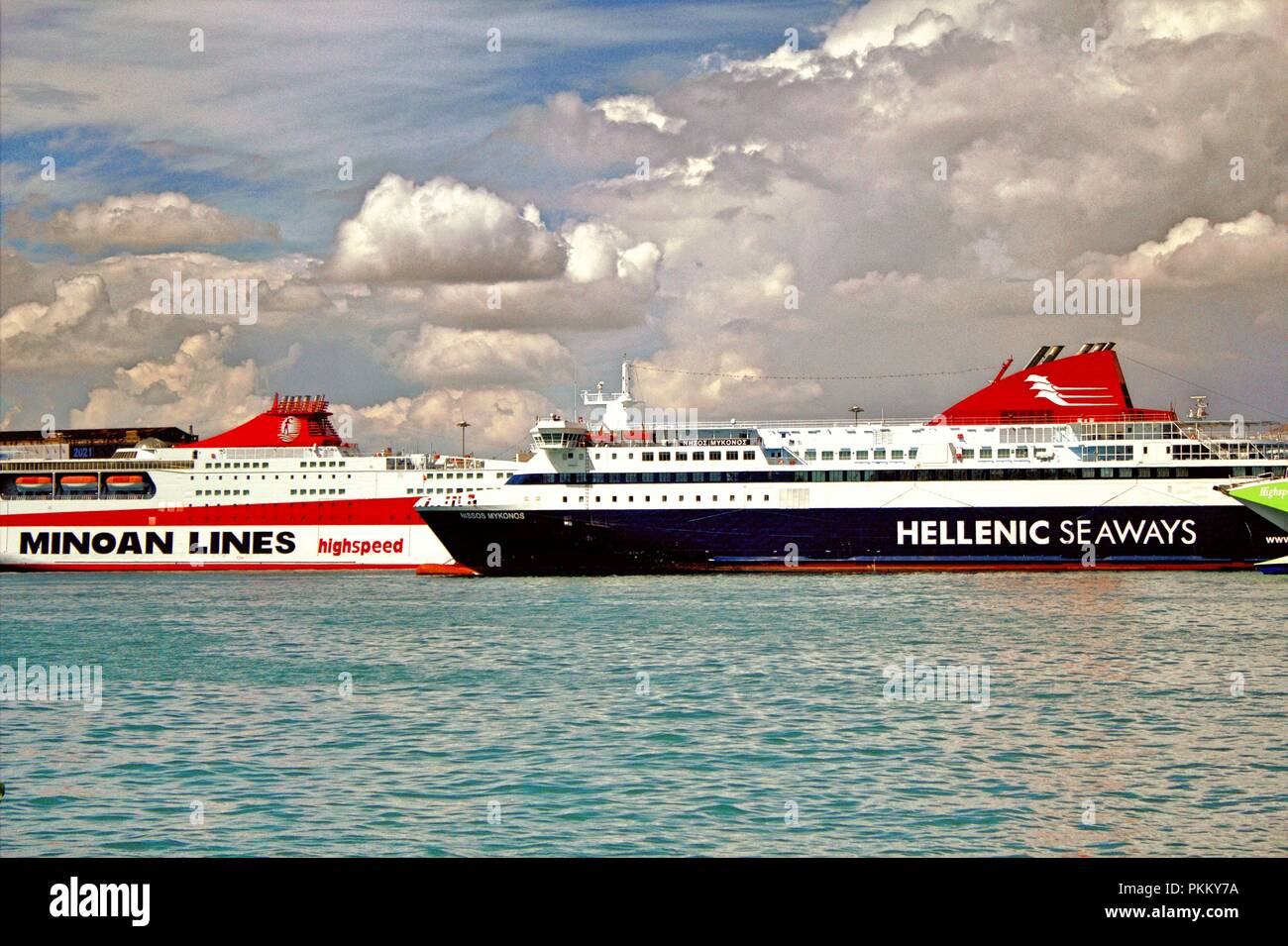 Ferries at the port of Piraeus, Greece, September 23 2015. Stock Photo