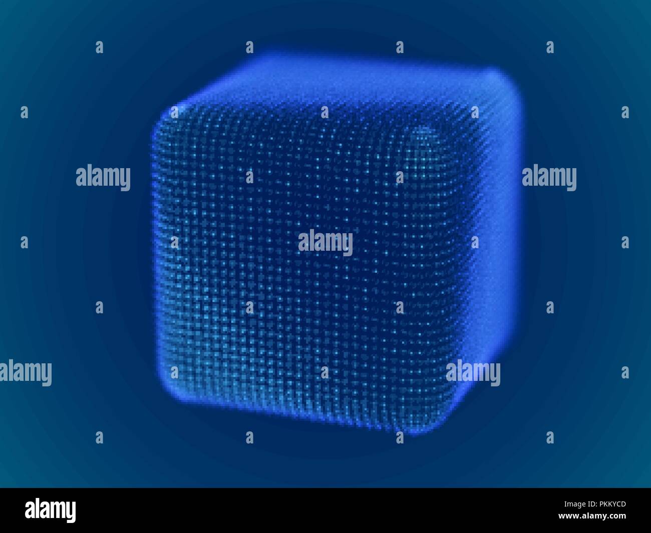 Cyber space concept: 3d digital cube consisting of glowing particles ...
