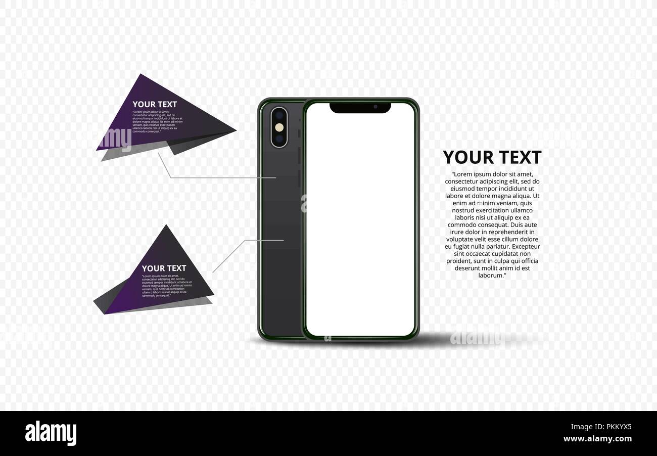 New version of black slim smartphone similar Stock Vector