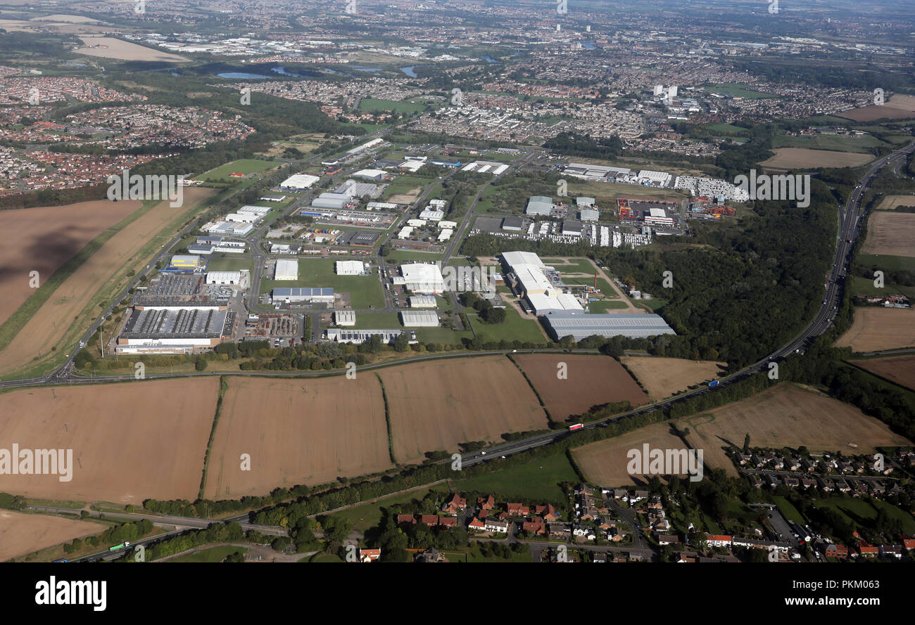 aerial view of Teesside Industrial Estate at Thornaby, Stockton on Tees Stock Photo