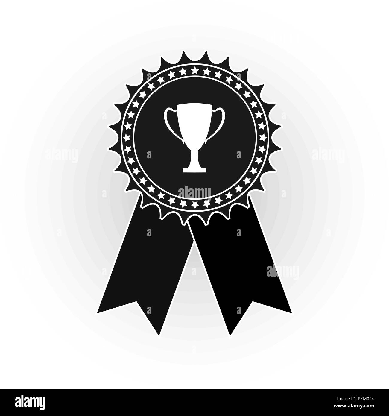 Icon medal with the image of the Cup, flat black and white image Stock Vector