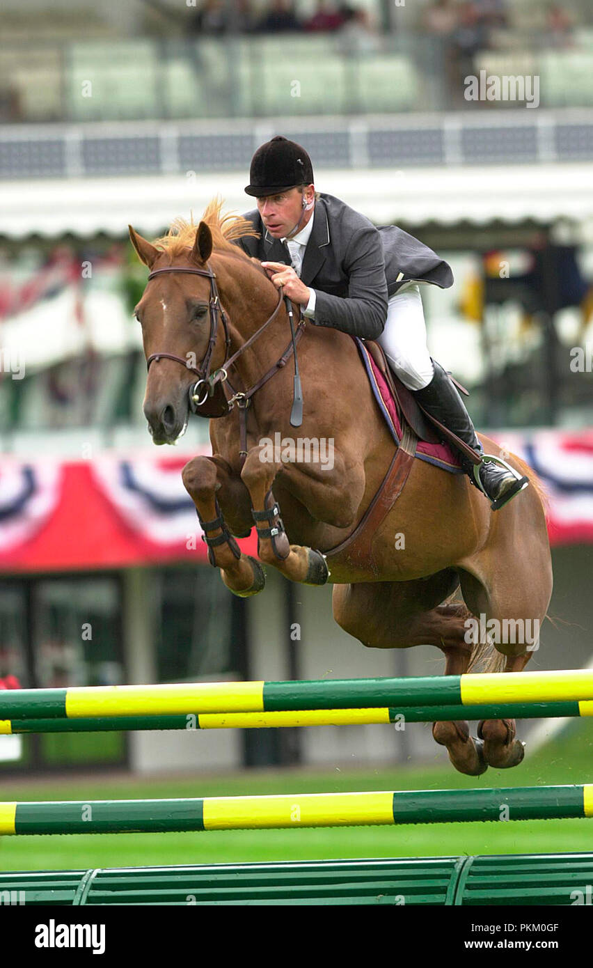 CSIO Masters Spruce Meadows 2002, Michel Hecart (FRA) riding That's Life Stock Photo