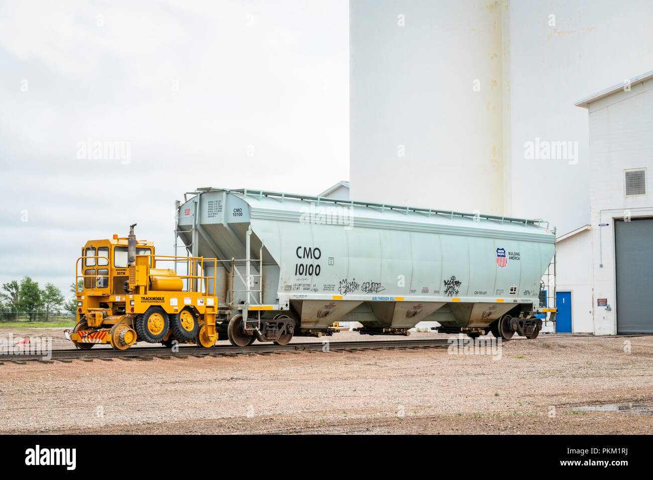 Ovid, CO, USA May 28, 2018 Union Pacific covered hopper grain