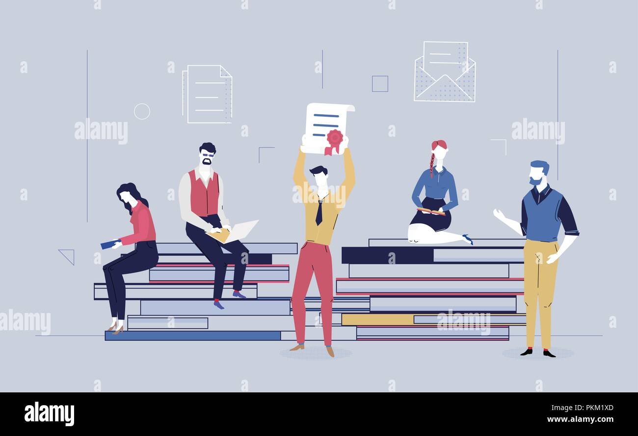 Business success - flat design style colorful illustration on gray ...