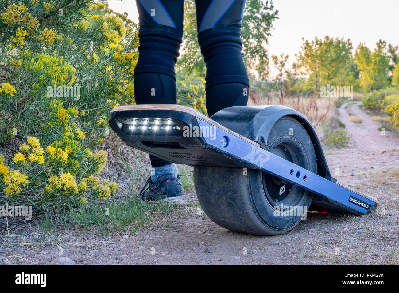 Fort Collins, CO, USA September 2, 2018 Riding onewheel electric