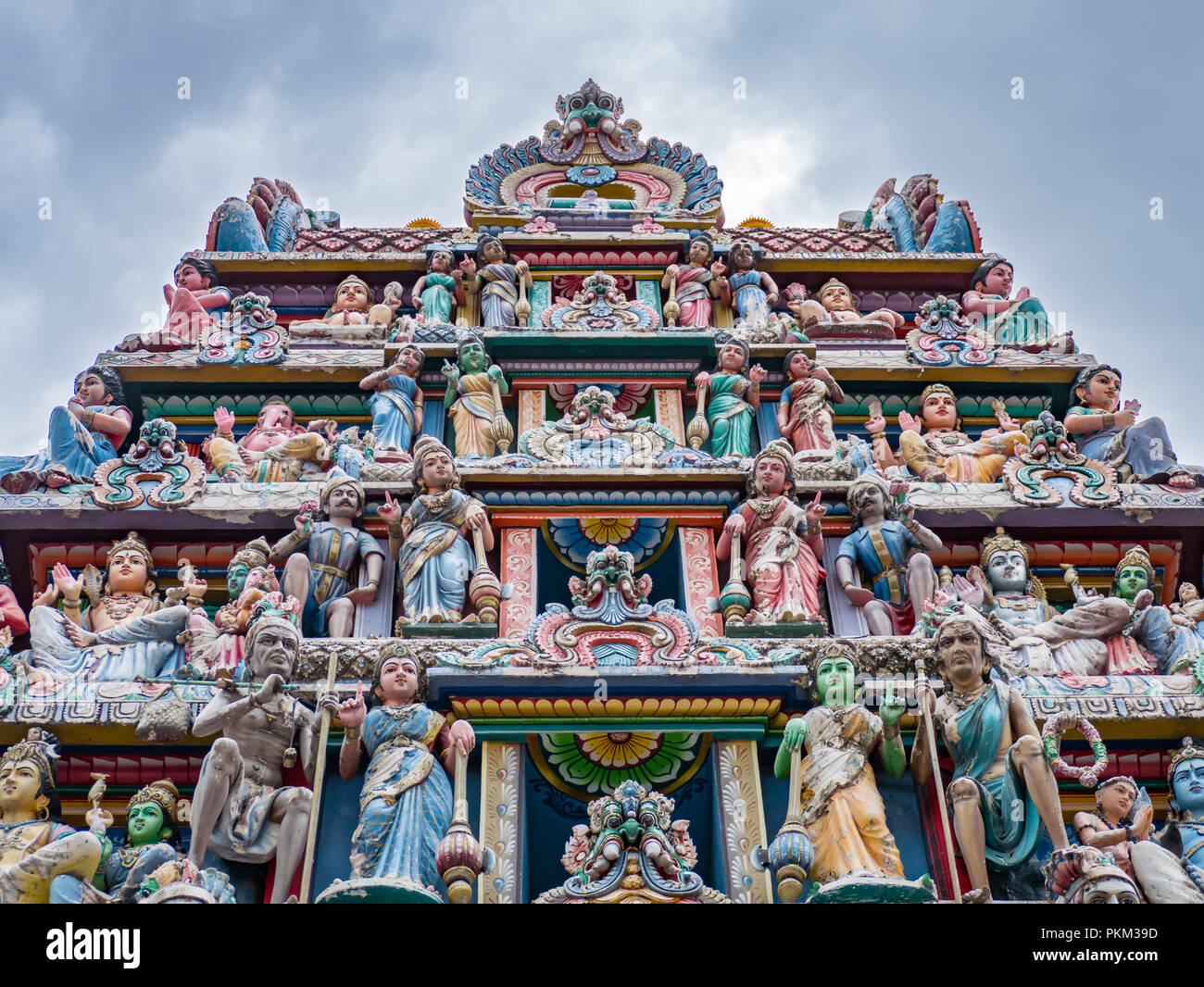 Sculpture, architecture and symbols of Hindu temple at Singapore , Sri Mariamman Temple, Singapore is a oldest Hindu temple. Stock Photo