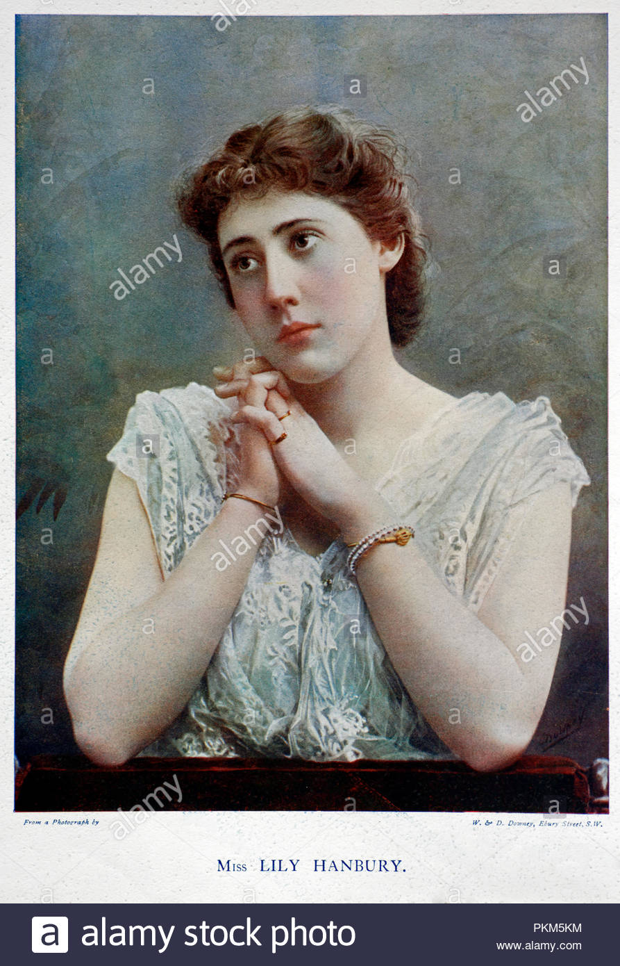 Lily Hanbury, 1873 – 1908, was an English stage performer, colour illustration from 1899 Stock Photo