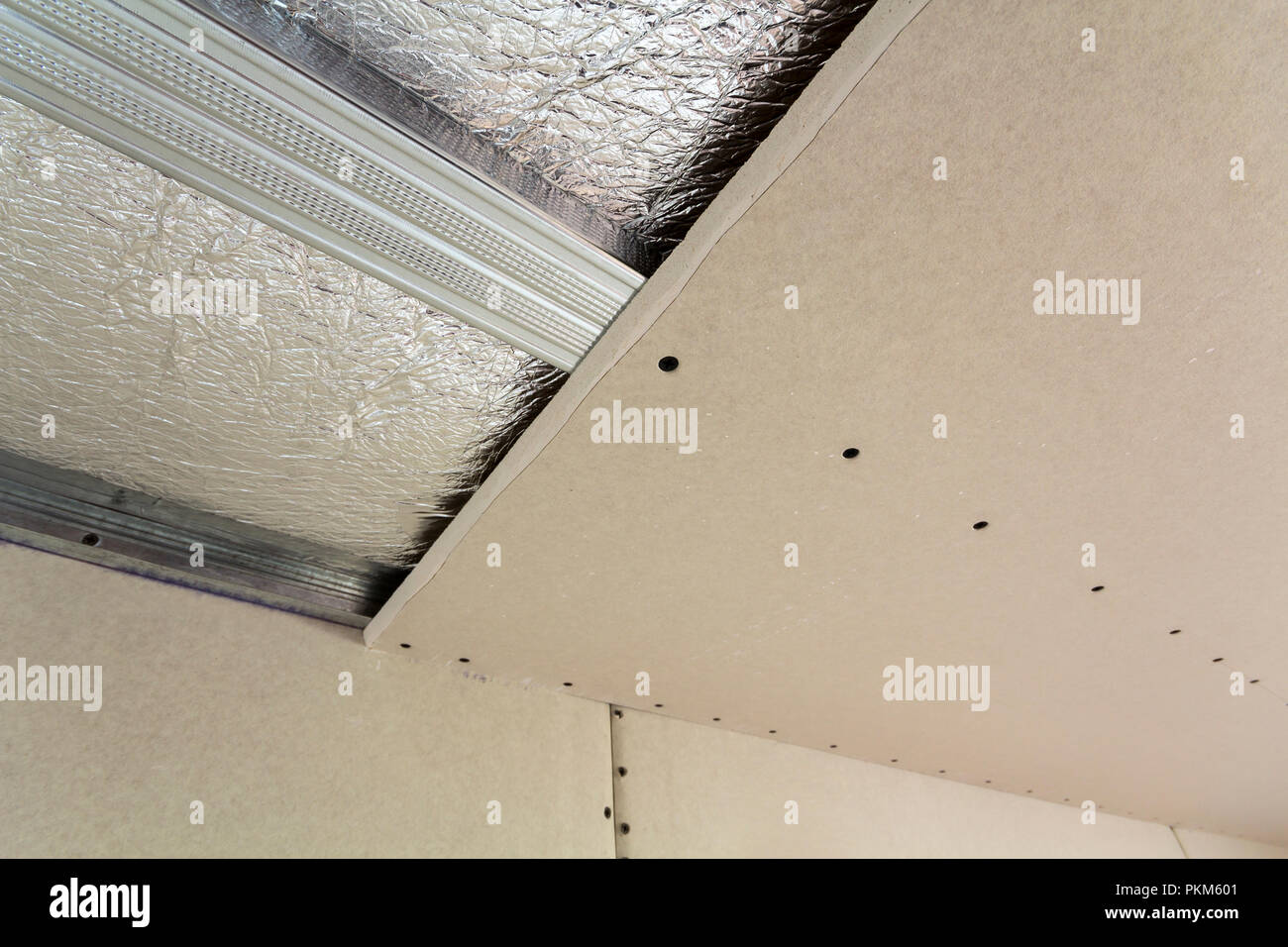Close Up Bottom View Of Unfinished Room Under Construction And