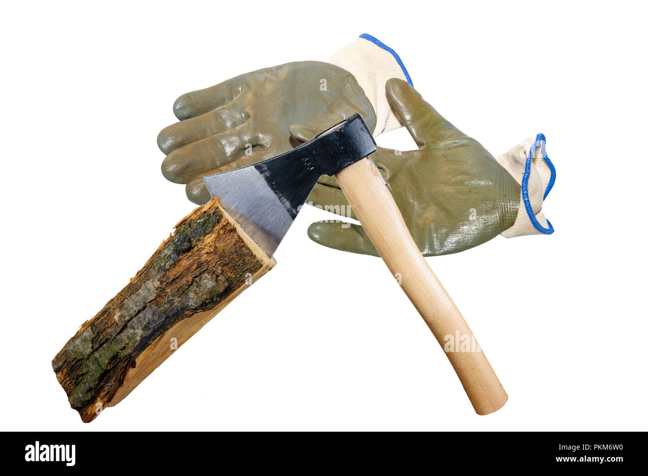 ax and chainsaw, tools for cutting wood, isolated on white background