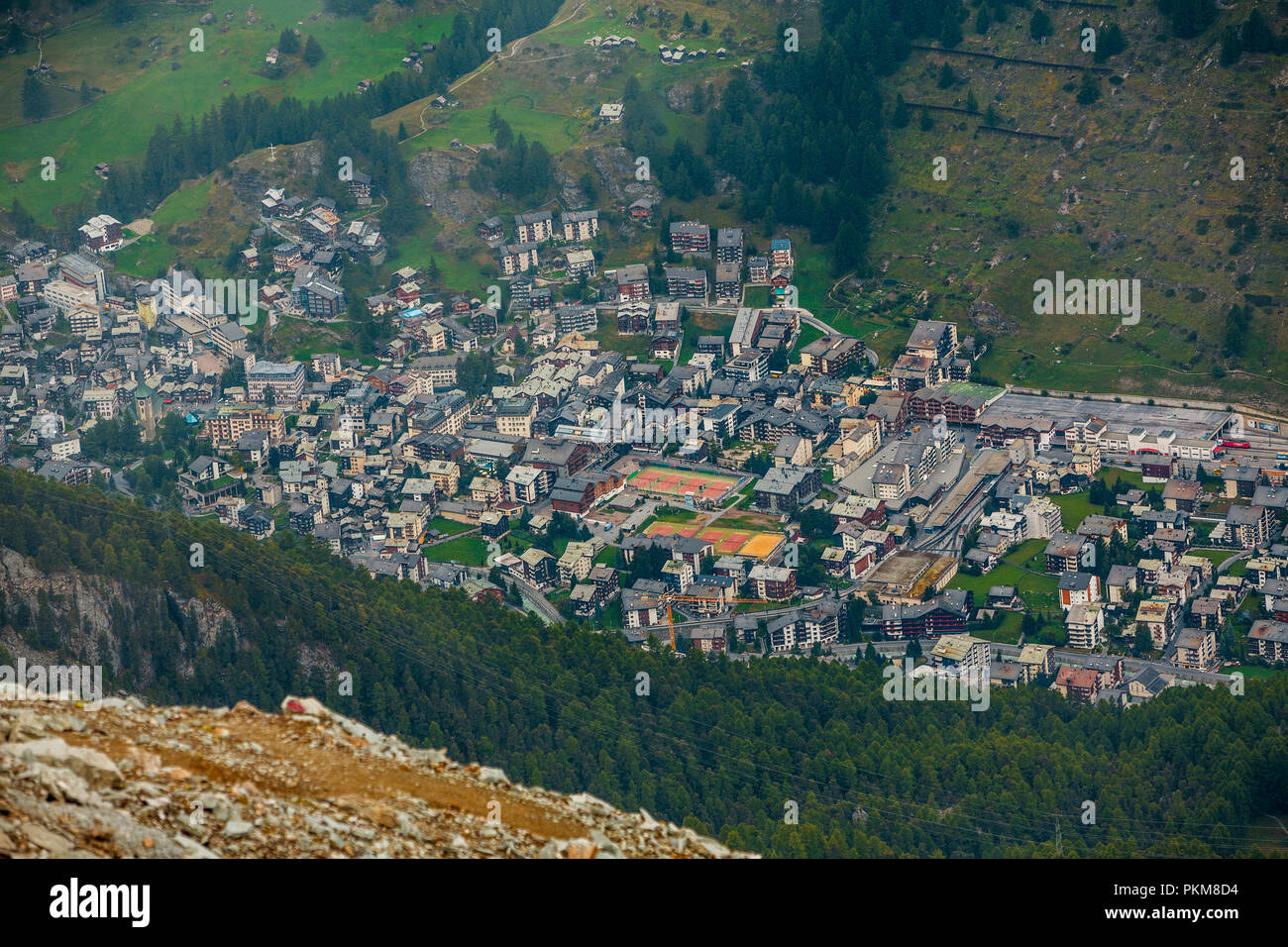 View of Zermatt. Swiss Alps. Valais. Switzerland. Europe. Stock Photo