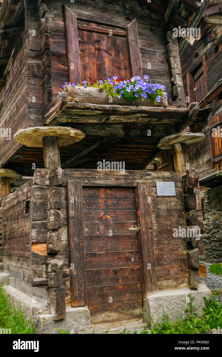 Hinterdorf. The oldest part of the village. Zermatt. Swiss Alps. Valais. Switzerland. Europe. Stock Photo