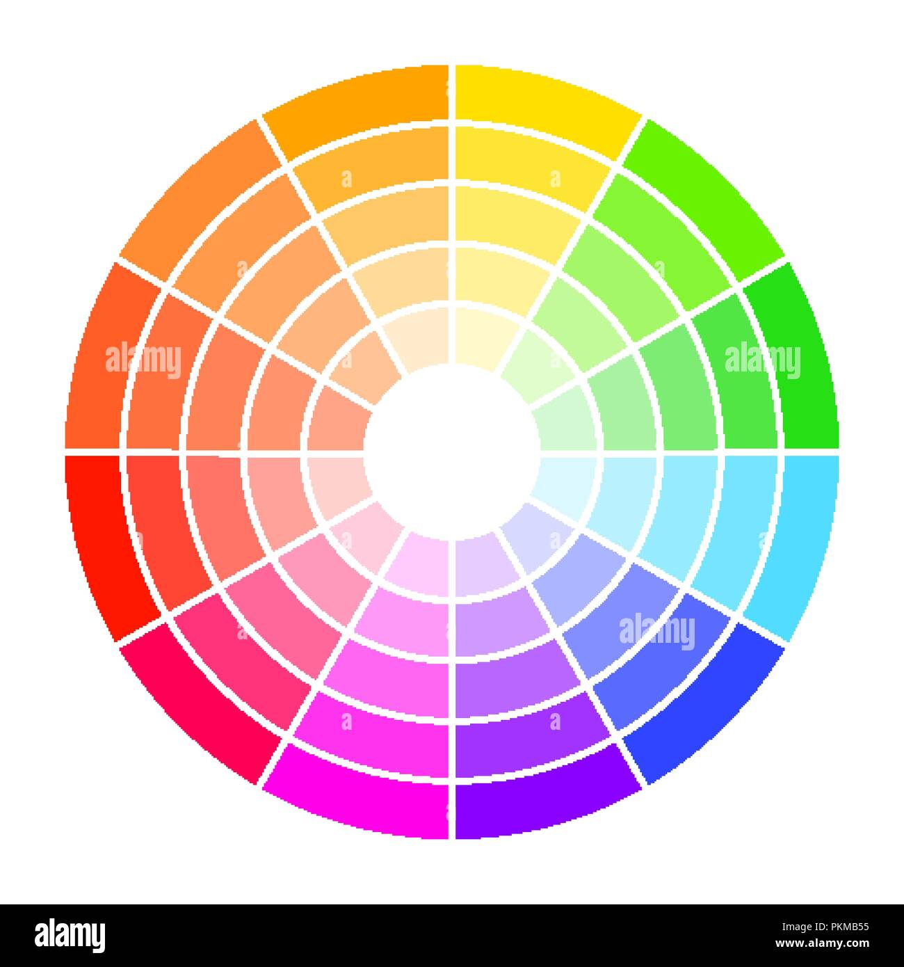 Color wheel guide with saturation and highlight. Colour picker assistant Stock Vector