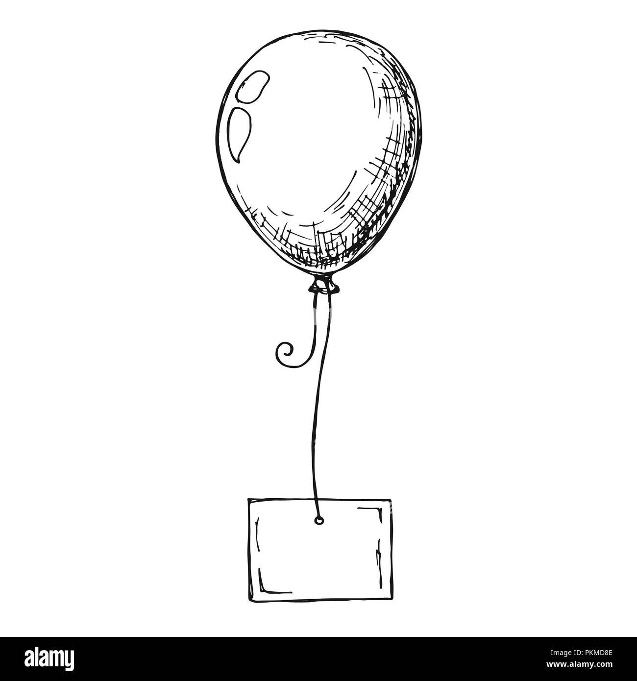 Balloons sketch handdrawn isolated Royalty Free Vector