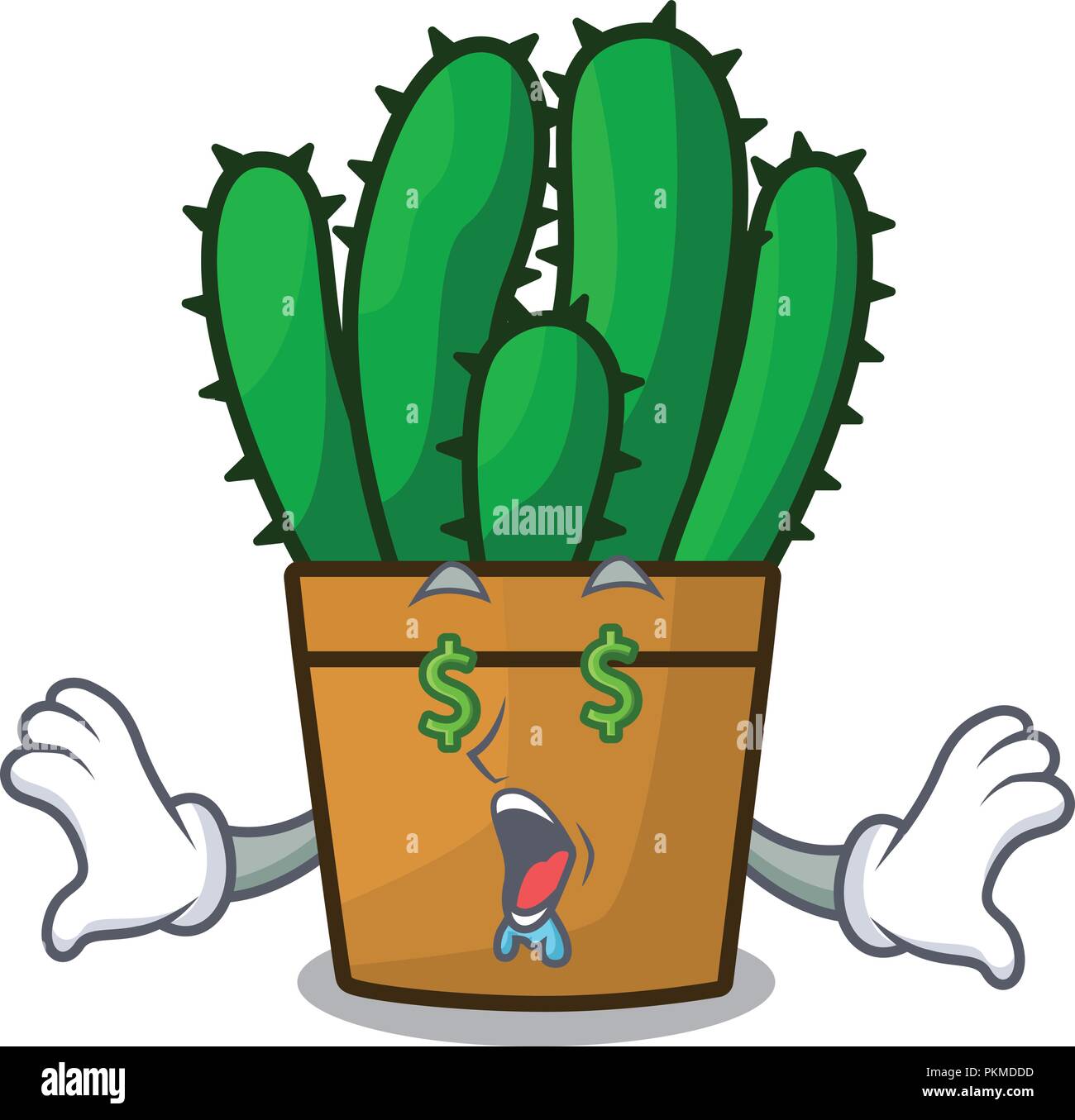 Money eye the beautiful spurge cactus plant cartoon Stock Vector