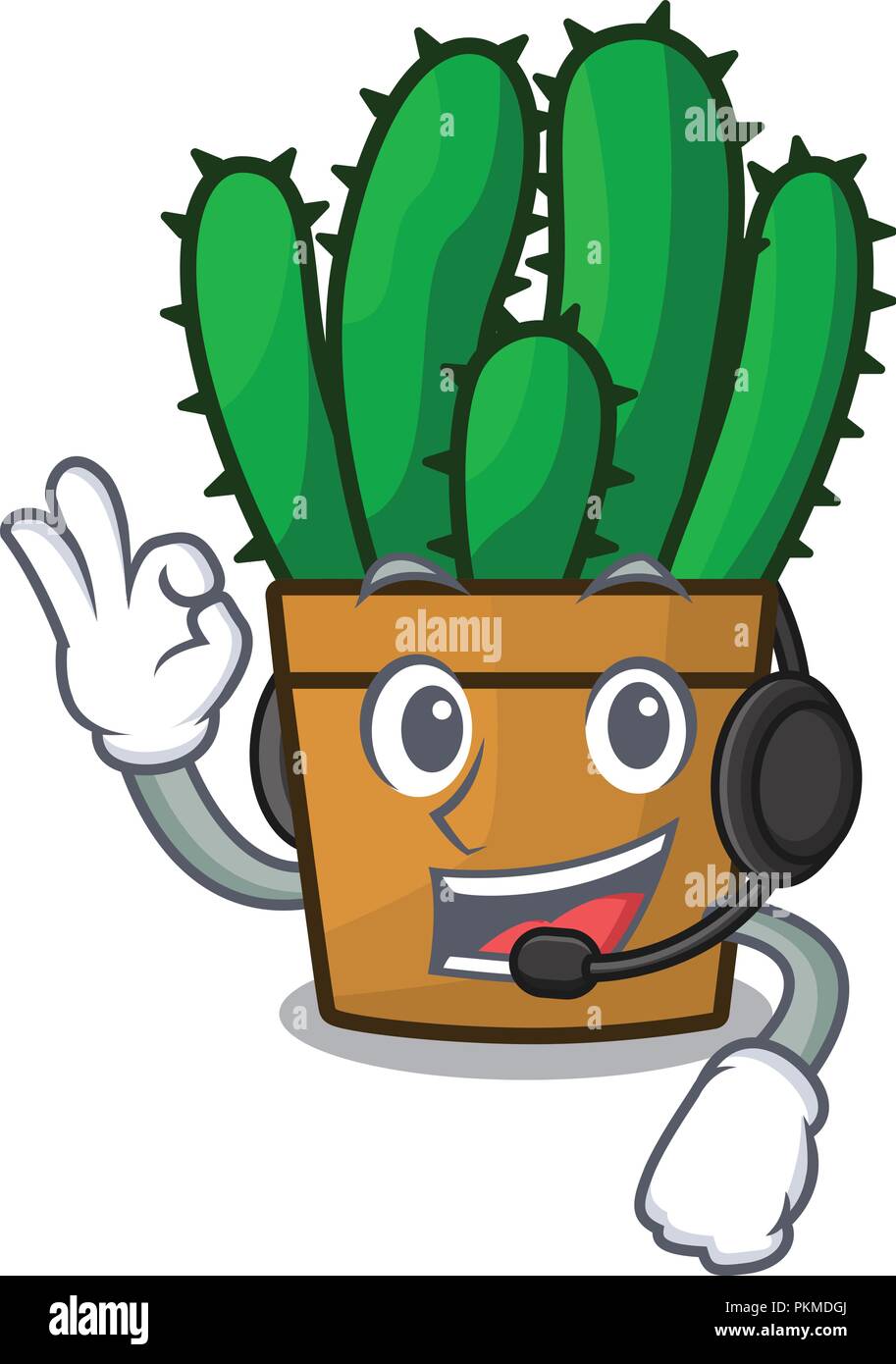 With Headphone The Beautiful Spurge Cactus Plant Cartoon Stock Vector Image Art Alamy