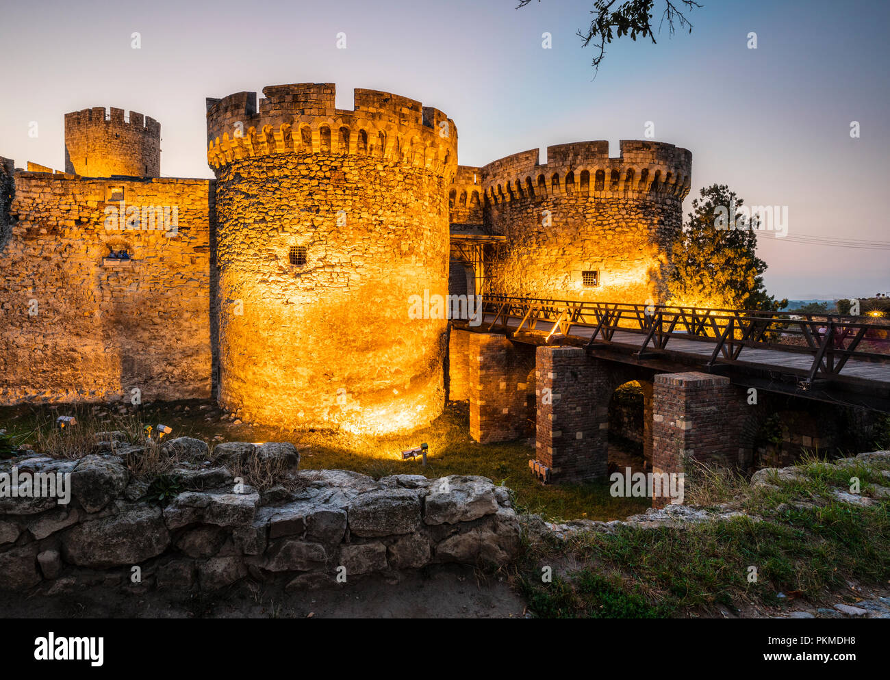 Belgrade, fort Kalemegdan at night Stock Photo