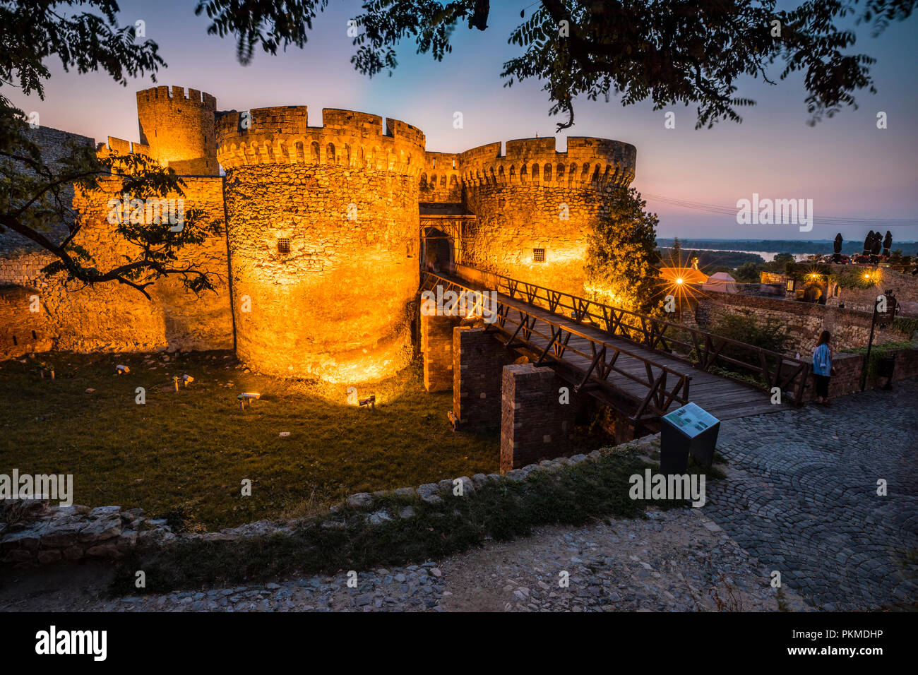 Kalemegdan fortress at night in Belgrade Stock Photo