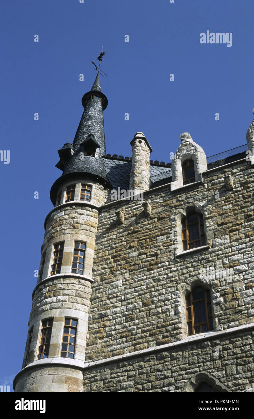 Casa Botines designed by architect Antoni Gaudi in Leon Spain now offices for Caja Espa–a Bank Stock Photo