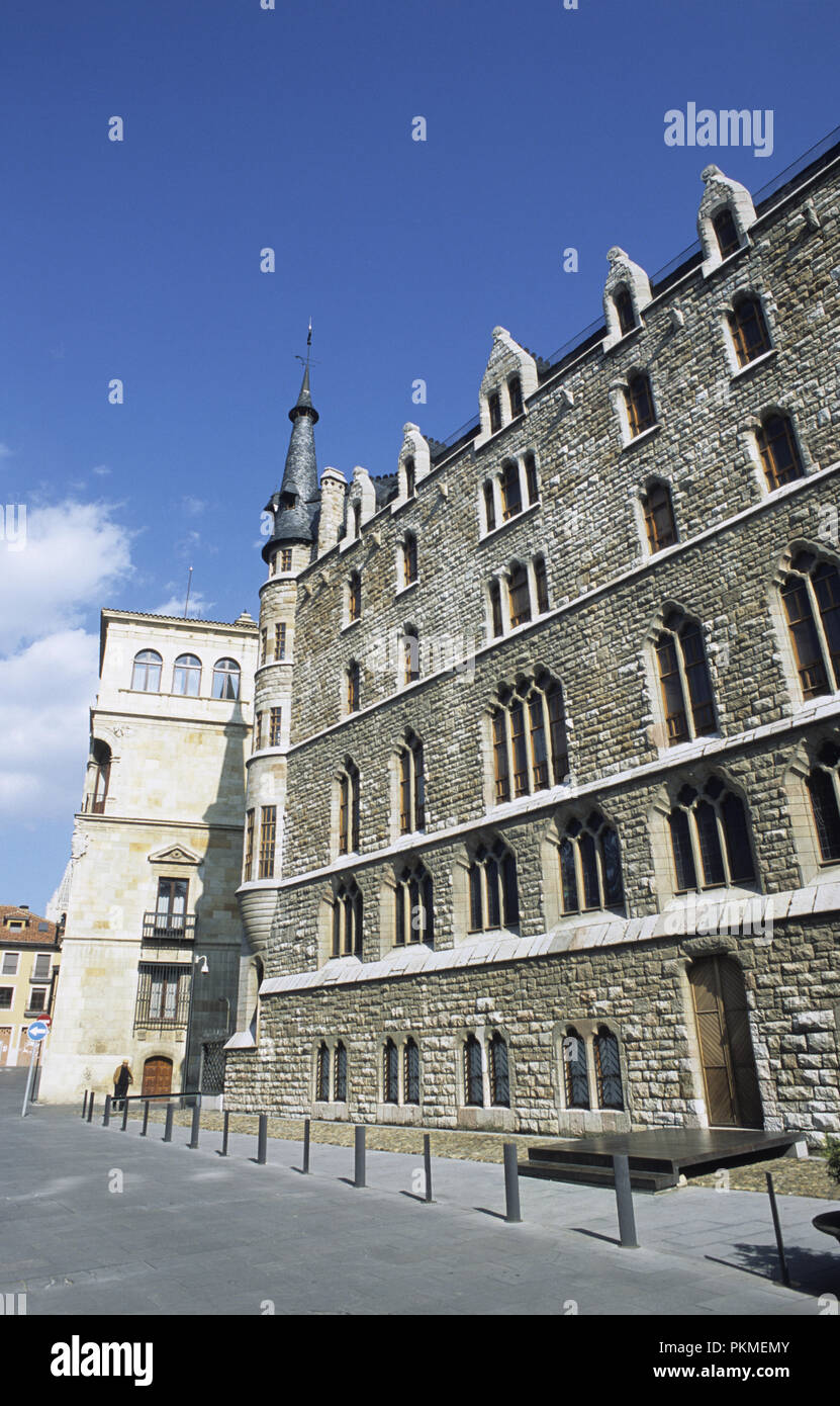 Casa Botines designed by architect Antoni Gaudi in Leon Spain now offices for Caja Espa–a Bank Stock Photo