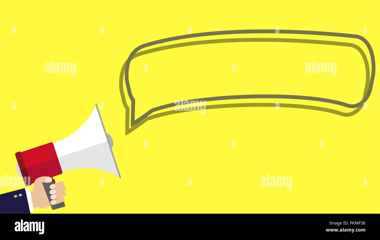 Human Hand Holding Megaphone With Blank Bubble Speech Stock Vector