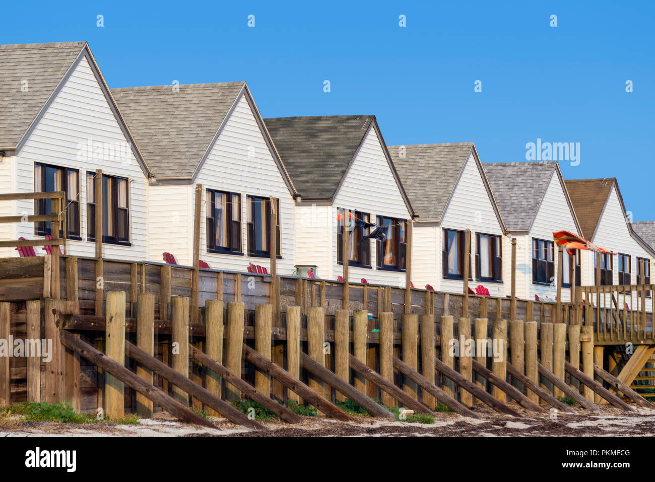 Beachfront rental cottages, Truro, Cape Cod, Massachusetts, USA. Stock Photo