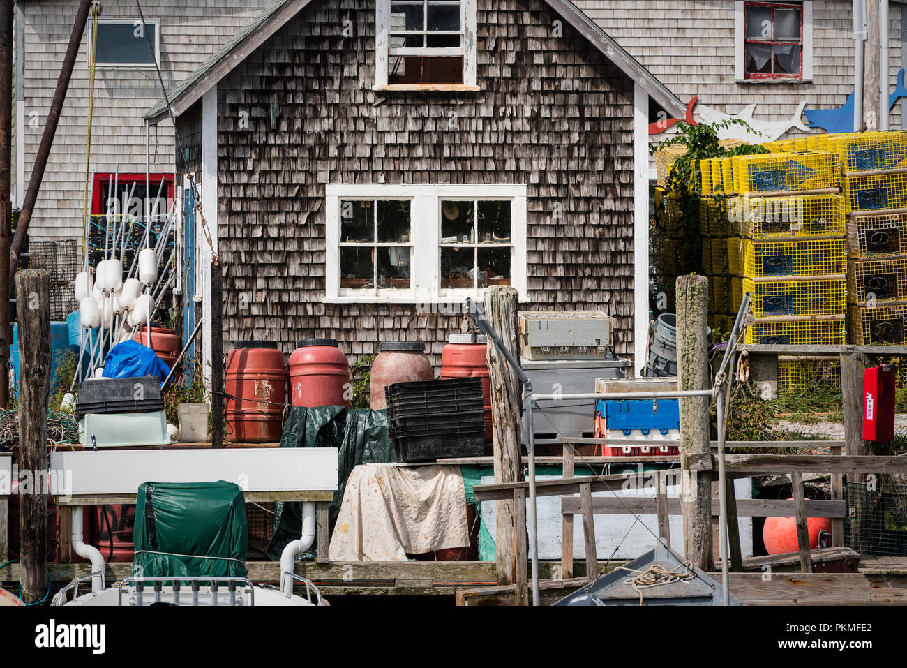 Quaint fishing village of Menemsha, Chilmark, Martha's Vineyard, Massachusetts, USA. Stock Photo