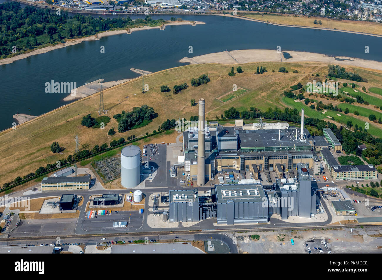 Aerial view, Lausward power plant, Rhine, Rheinbogen, combined cycle ...