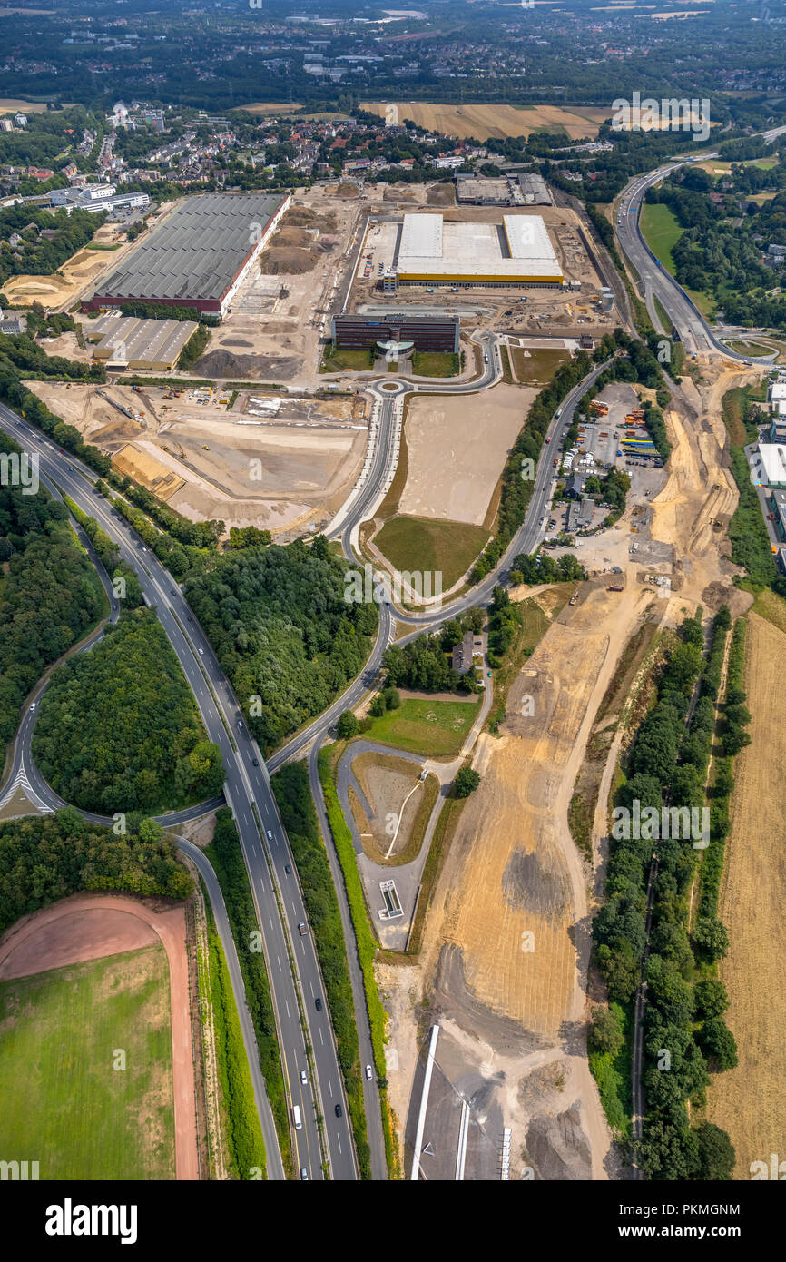 Aerial view, MARK 51 ° 7, formerly OPEL Plant I, DHL megapackage center at the former Opel plant, former administration of the Stock Photo