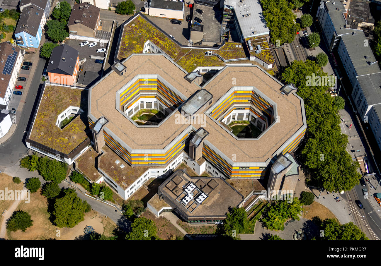 Aerial view, Renovated Technical City Hall Bochum, inner city, Ruhr area, North Rhine-Westphalia, Germany Stock Photo