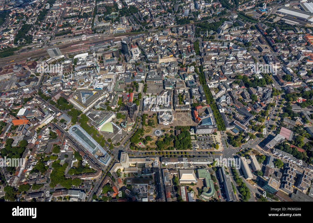 Aerial view, Downtown Dortmund with Südwall, Ostwall, town hall, Stadthauspark, Dortmund, Ruhr Area, North Rhine-Westphalia Stock Photo
