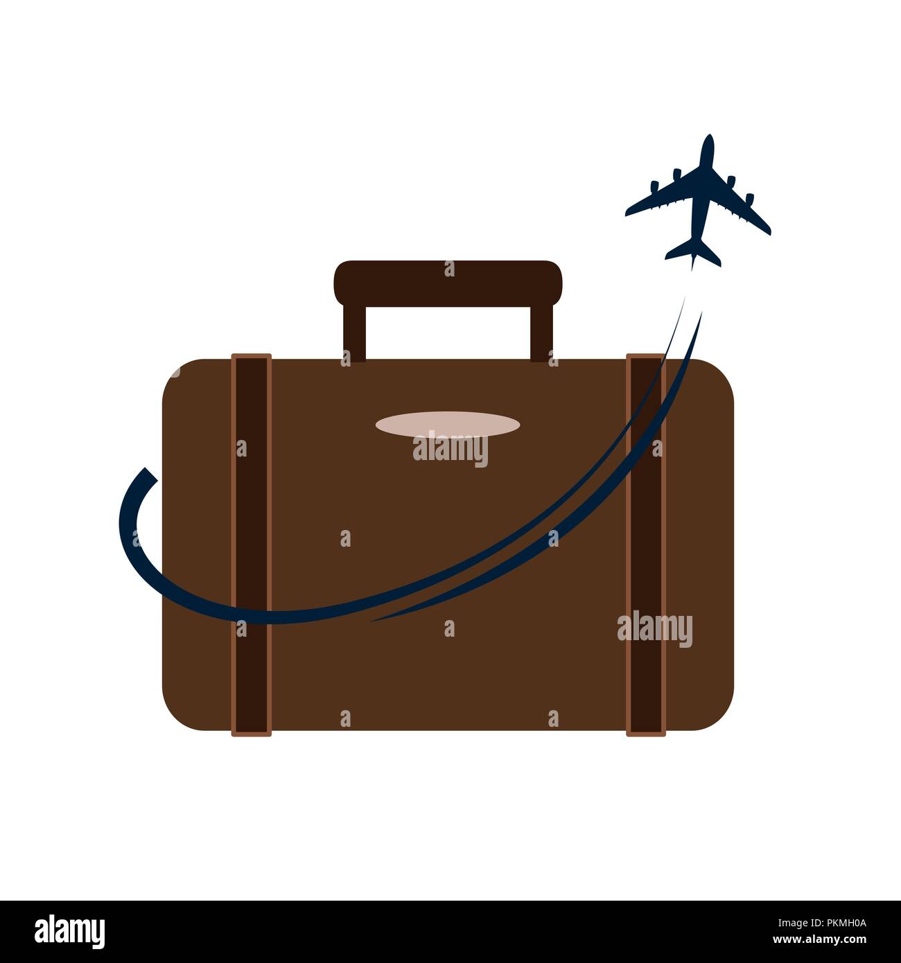 brown travel suitcase at the airport vector illustration EPS10 Stock Vector