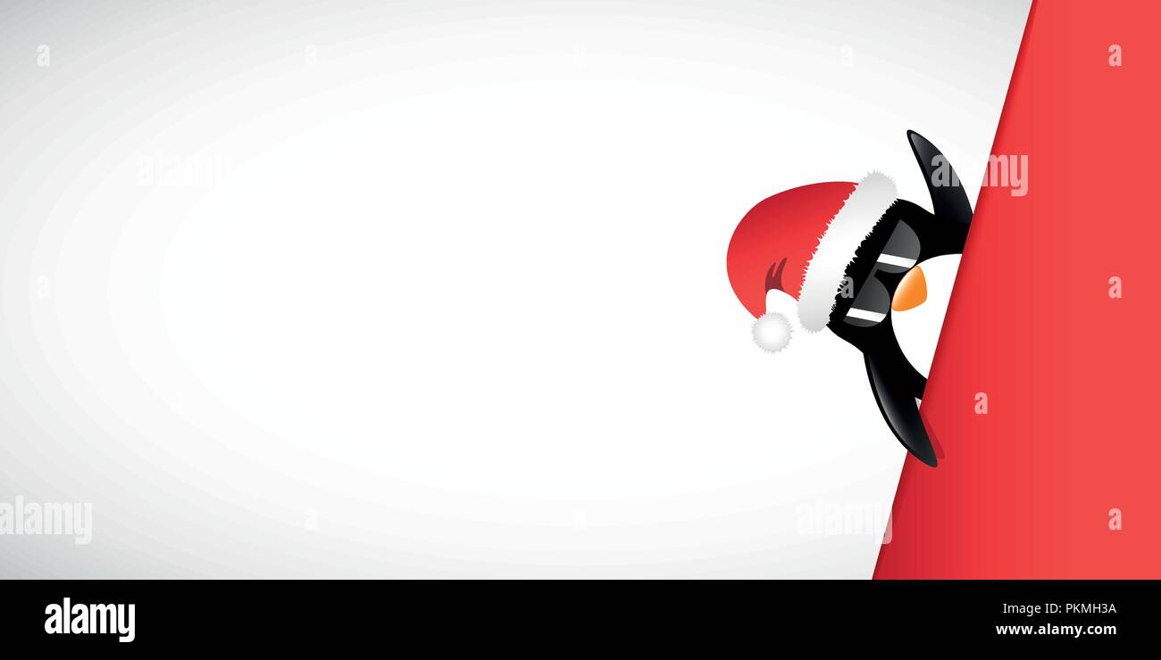 cool penguin with sunglasses merry christmas vector illustration EPS10 Stock Vector