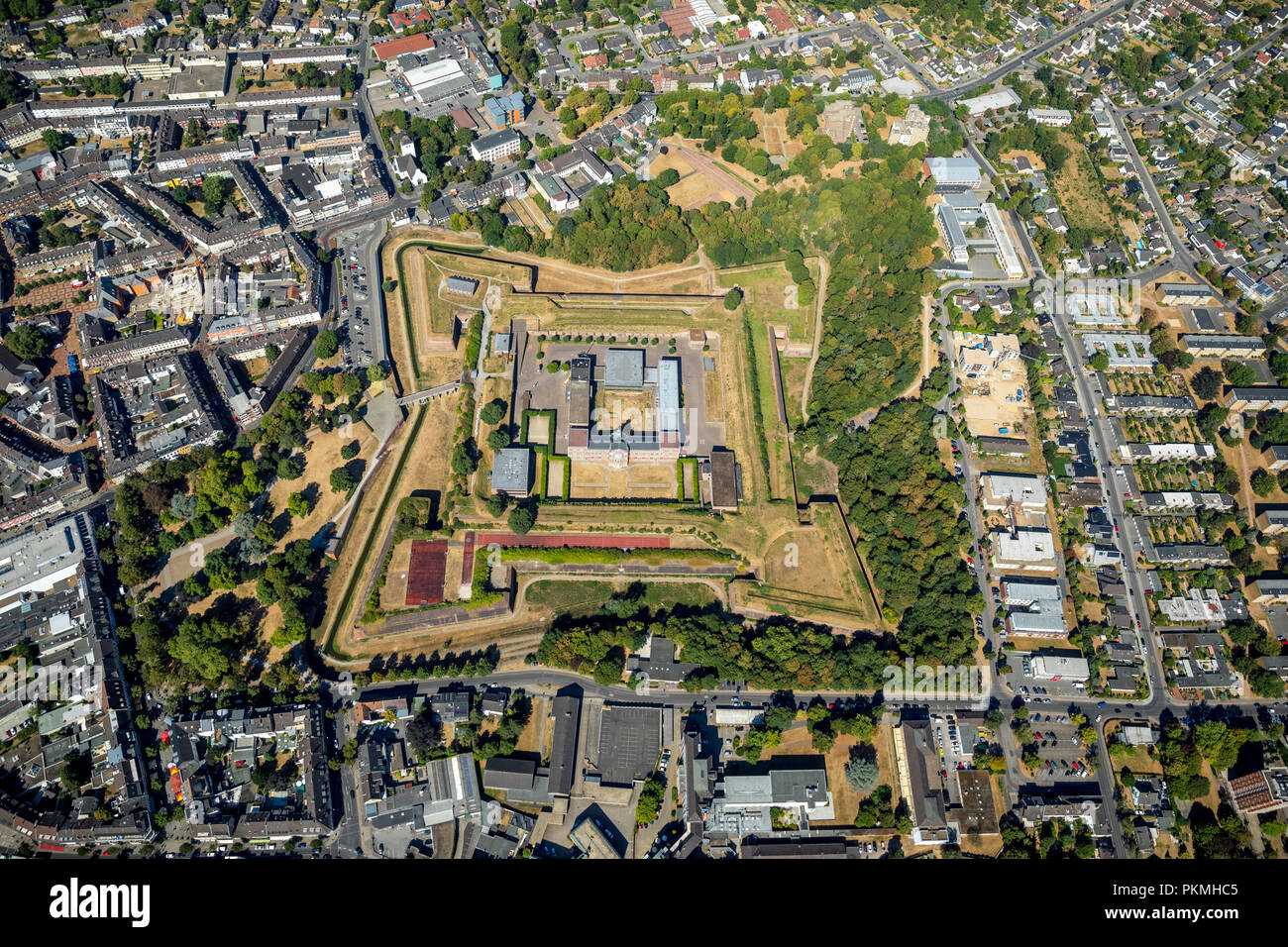 Aerial view, Museum Citadel, Fortress of the Early Modern Age, Fortress Jülich, Gymnasium Citadel Jülich, Jülich, Rhineland Stock Photo