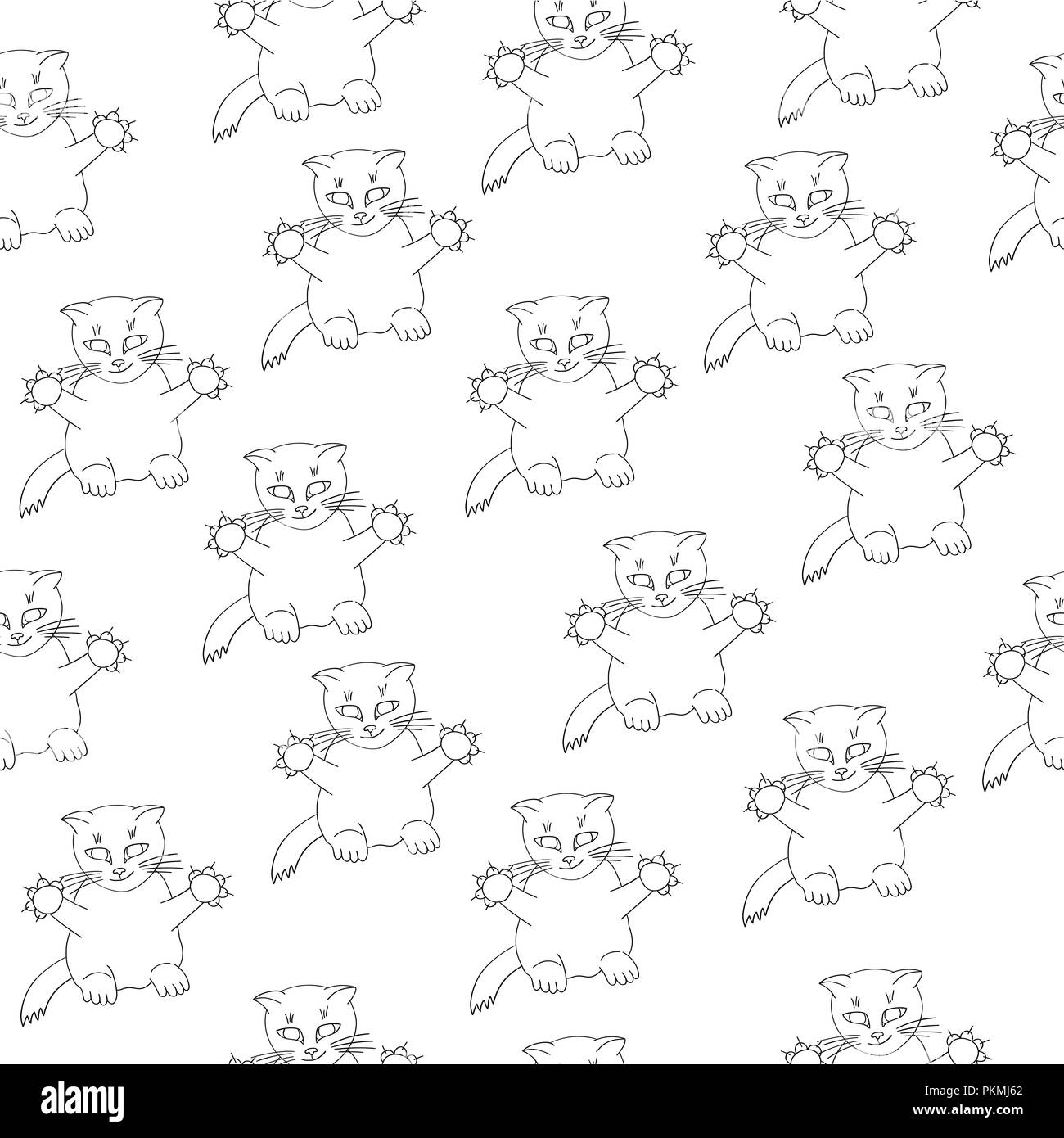 Cats on a white background. Seamless texture Stock Vector