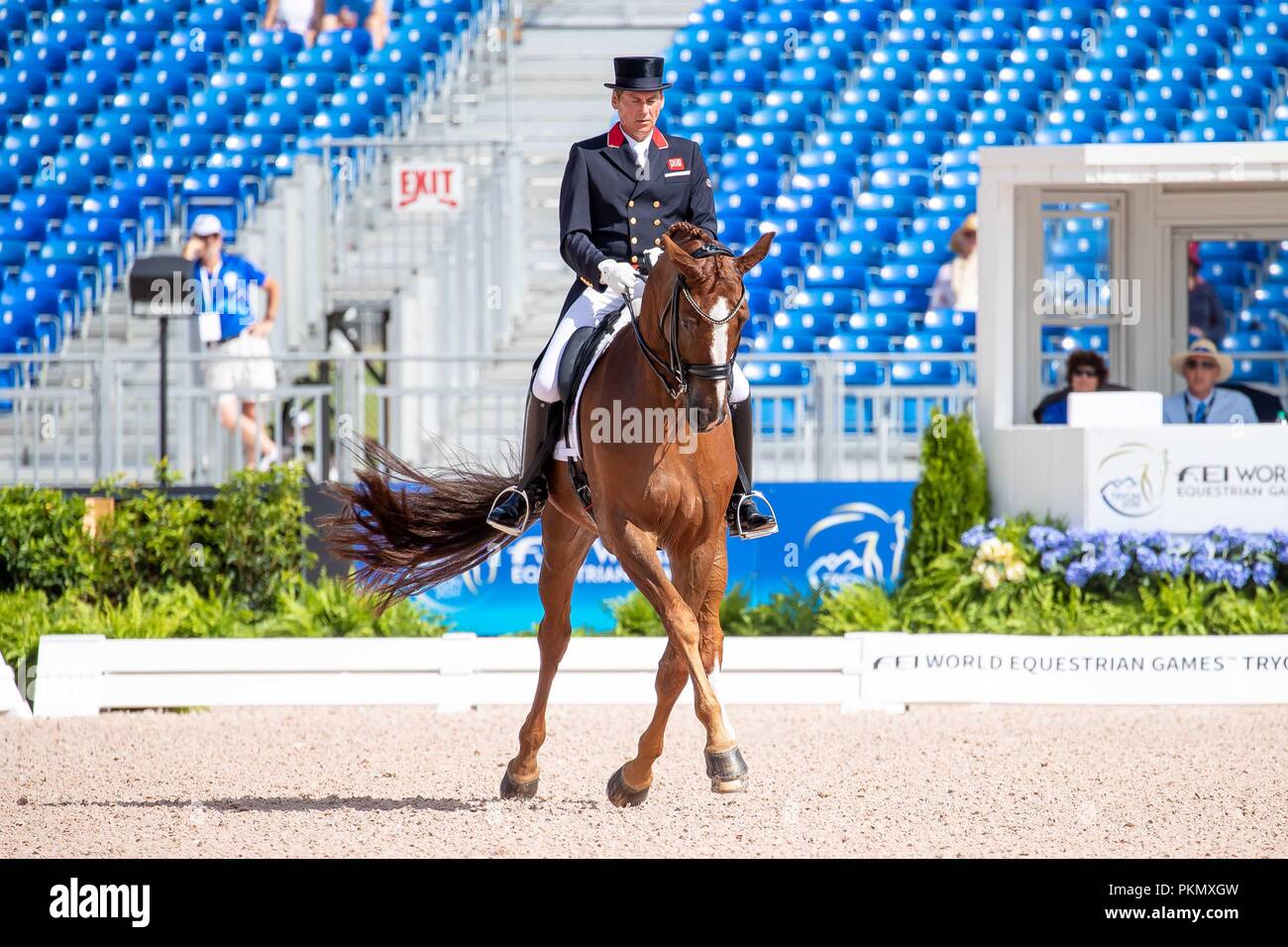 Emile Faurie. Dono di Maggio. Dressage.Grand Prix Special. Day 4. World Equestrian Games. WEG 2018 Tryon. North Carolina. USA. 14/09/2018. Stock Photo