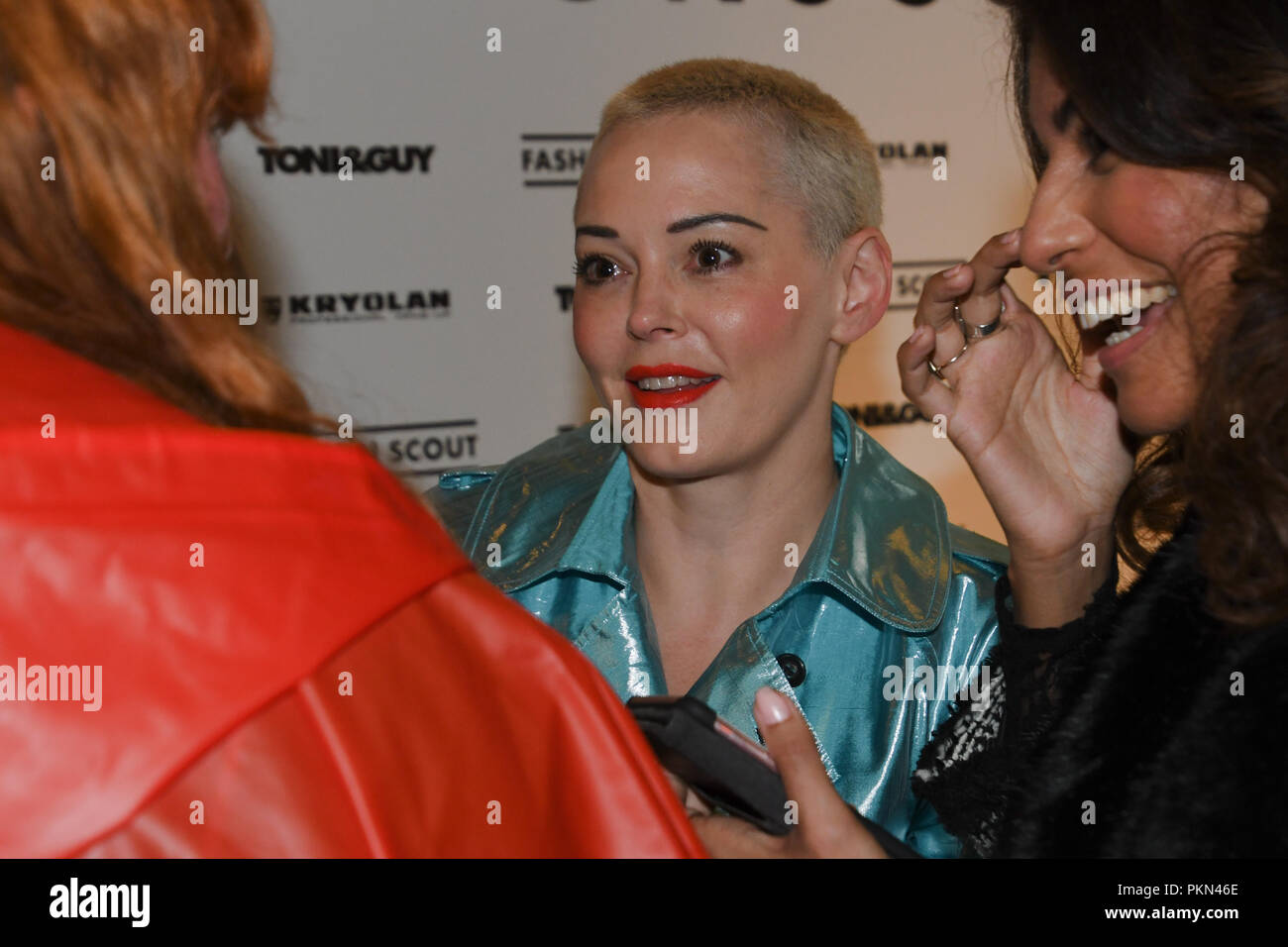 London, UK. 14th September 2018. Rose McGowan attend the Fashion Scout - SS19 - London Fashion Week - Day 1, London, UK. 14 September 2018. Credit: Picture Capital/Alamy Live News Stock Photo
