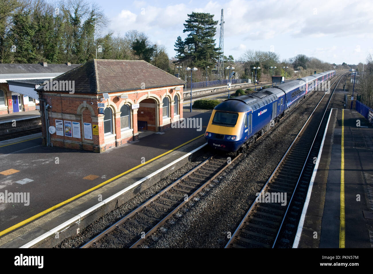 Taplow train station, served by local services by First Great Western (FGW). It is the closest railway station to the Dorney Rowing Lake Stock Photo
