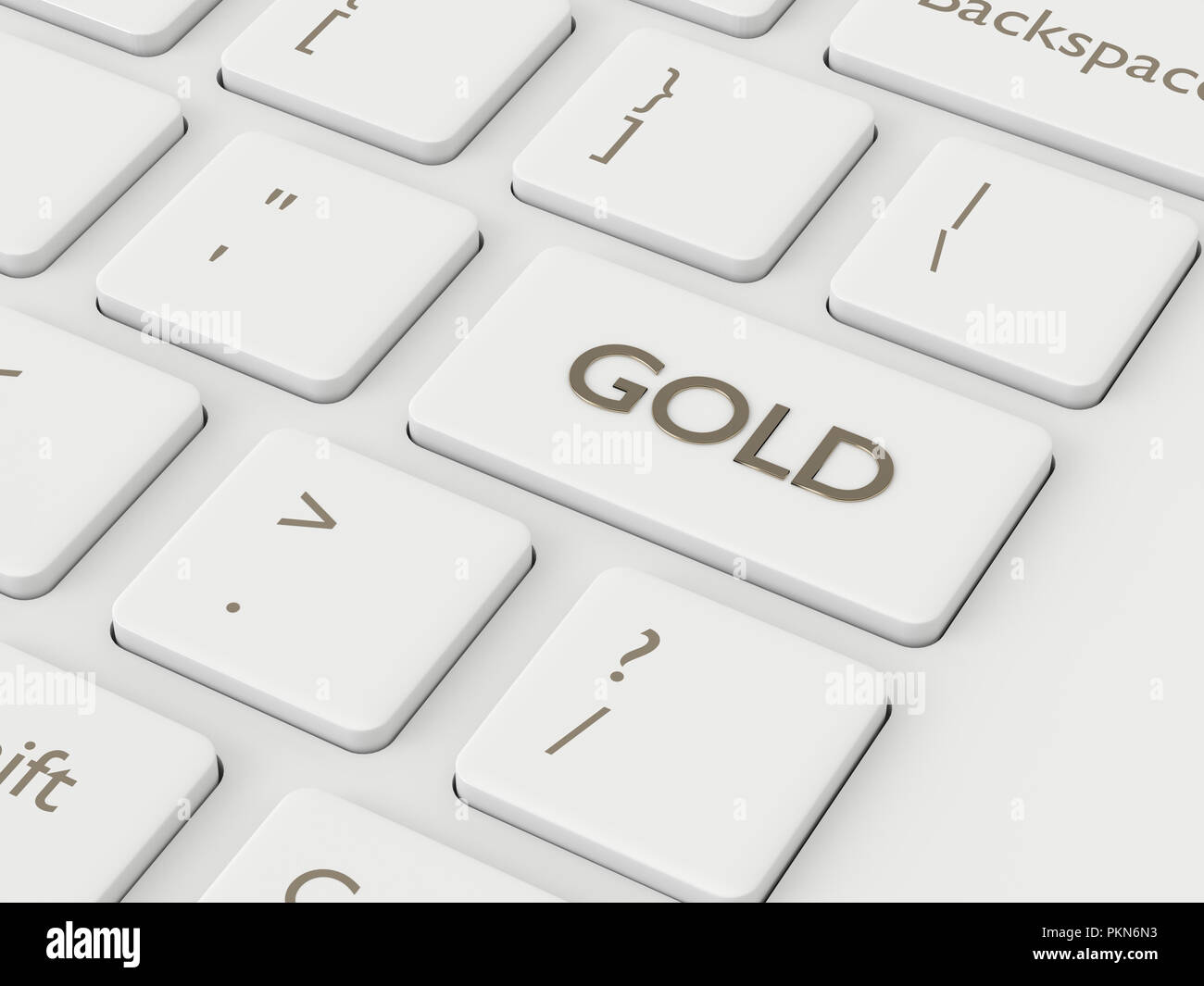 3d render of computer keyboard with GOLD button. Stock market issues ...
