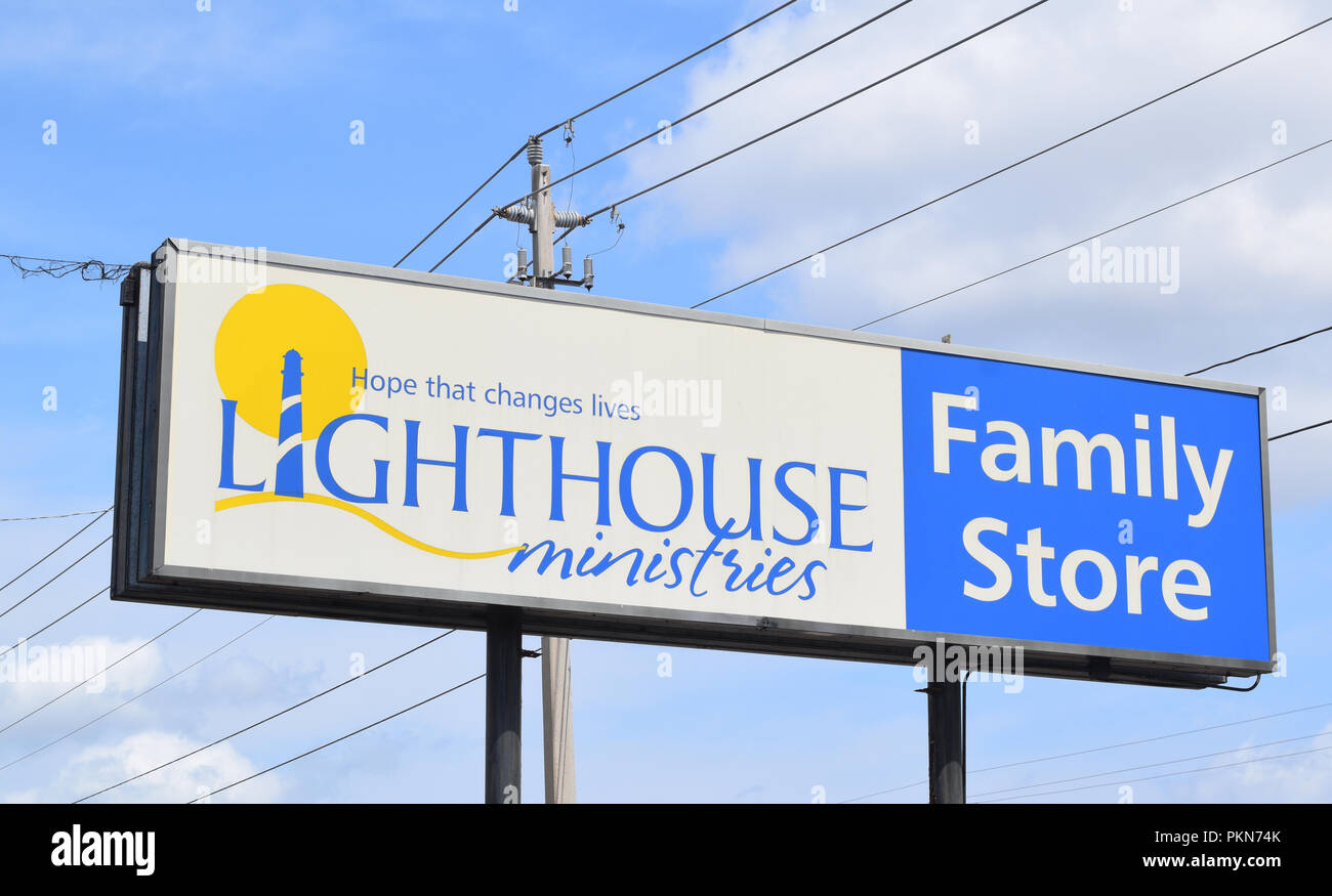 Lighthouse Ministries Sign Thrift store Sign Stock Photo Alamy