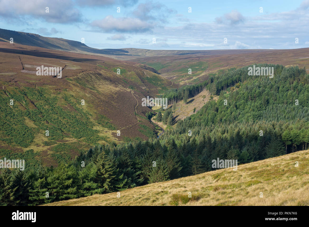 Moorland landscape beside the Snake Pass between Glossop and Bamford, Peak District national park, Derbyshire, England. Stock Photo
