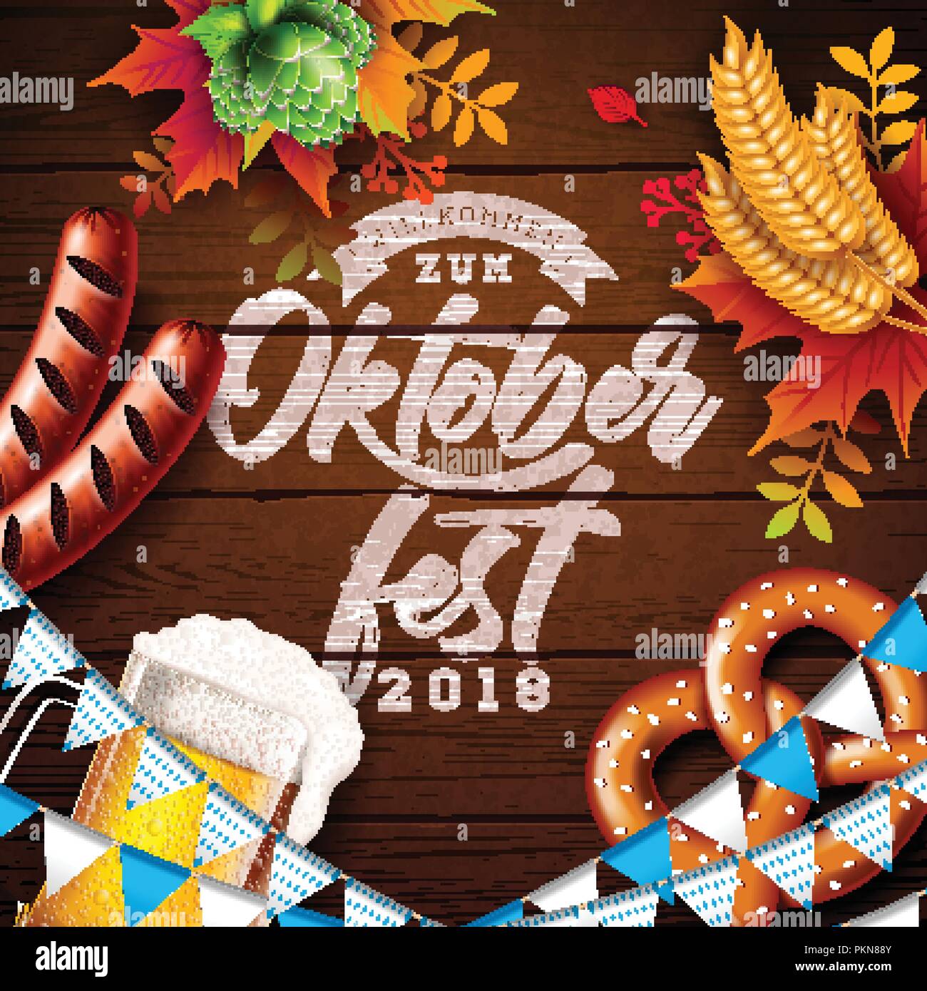 Oktoberfest Banner Illustration with Typography Lettering and Fresh ...