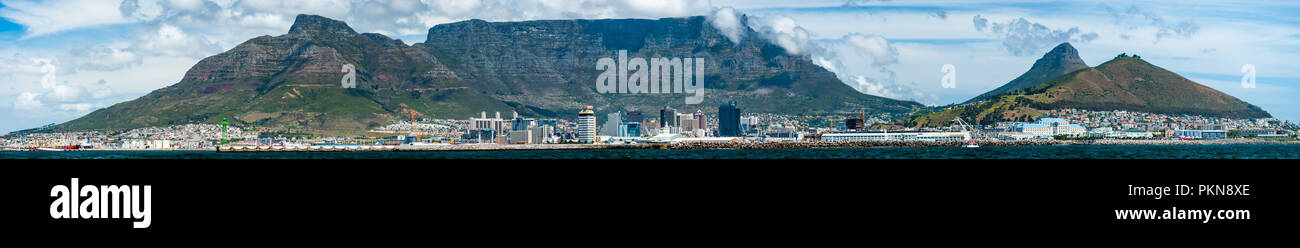 A panorama of Table Mountain, Signal Hill and Cape Town in South Africa Stock Photo