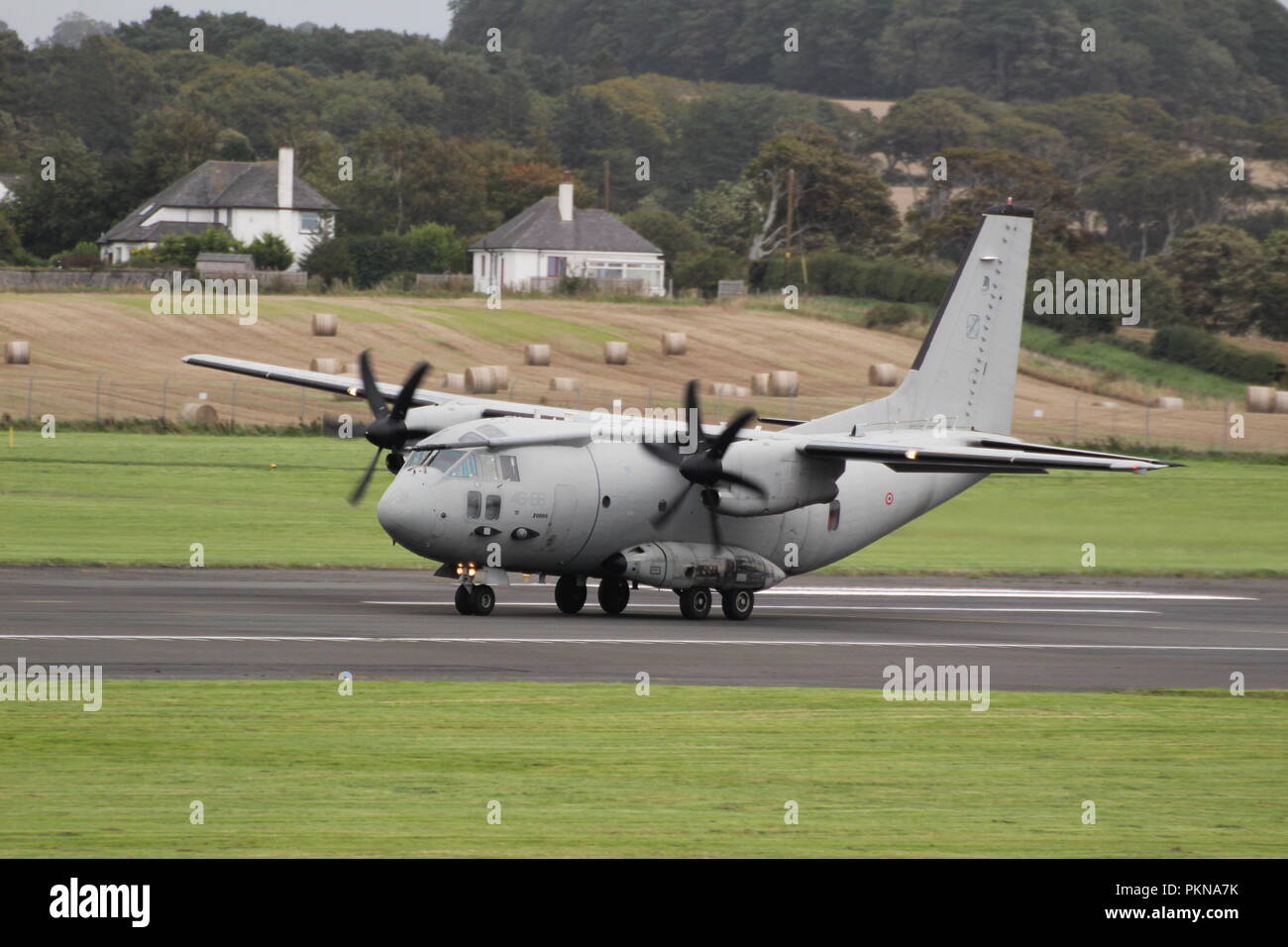 MM62222/46-86, an Alenia C-27J Spartan operated by the Italian Air Force, at Prestwick International Airport in Ayrshire for a quick refuelling stop. Stock Photo